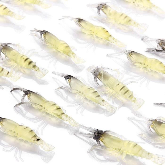 Lot De 20 Leurres De Pêche Crevette Souples - 3.5cm - Couleurs Vives - Pour Truite, Bar, Saumon