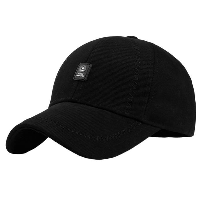 Casquette de Baseball Homme Garçon Chapeau Hip-Hop Réglable Été Solaire Noir Sport Désinvolte Tennis Golf