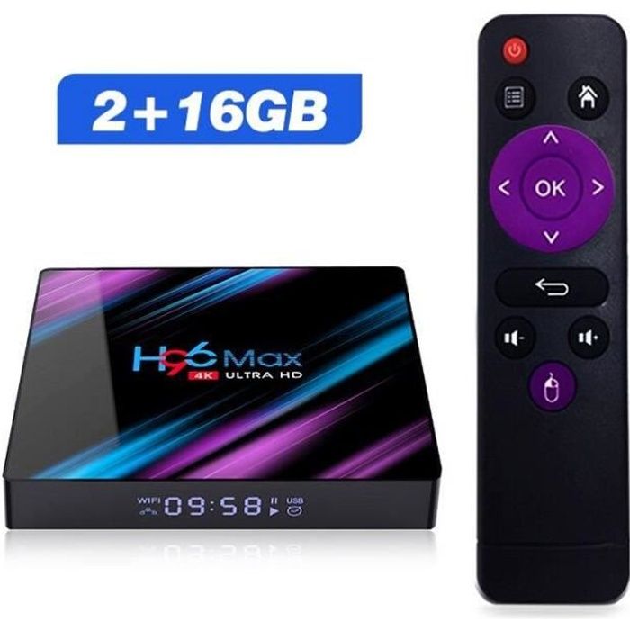 Boitier Smart TV H96 MAX 4 Go de RAM et 64 Go de ROM, box sous Android 9.0, processeur RK3318, t95 lacheteur US Plug H96MAX 2G 16G