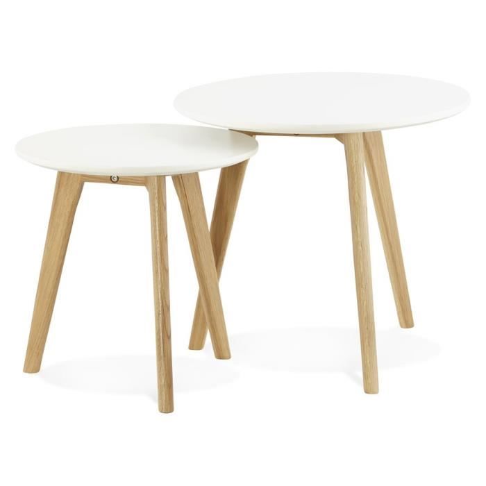 TABLES BASSES GIGOGNES MODERNES BOIS COMPOSITE COULEUR PRINCIPALE - BLANC