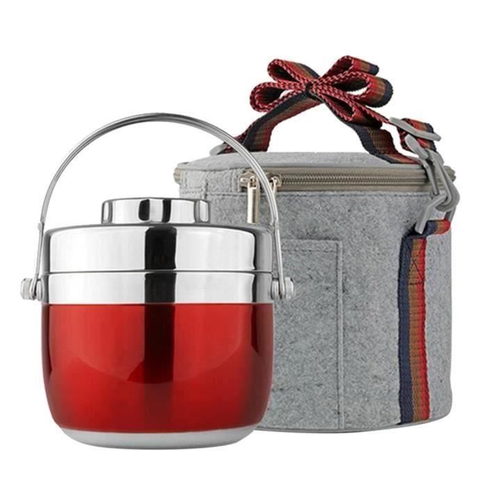 Qianle Boîte Isotherme Boîte à repas 2 Compartiments avec Sac repas 1.2L Rouge