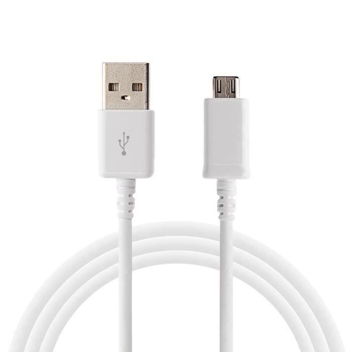 [Compatible Samsung Galaxy S3-S4-S5-S6-S7-MINI-EDGE] Cable USB Chargeur Blanc Port Micro USB 1 Metre SKB81