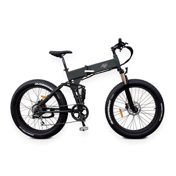 Raptor Fat - Gris mat - 250W-12Ah - VTT Électrique Pliant Fat Bike Tout Suspendus
