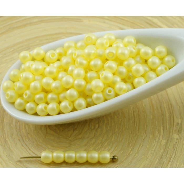 100pcs Nacré Jaune Cotton Candy Ronde Verre tchèque Perles de Petite Entretoise de Graines de Rocailles 3mm