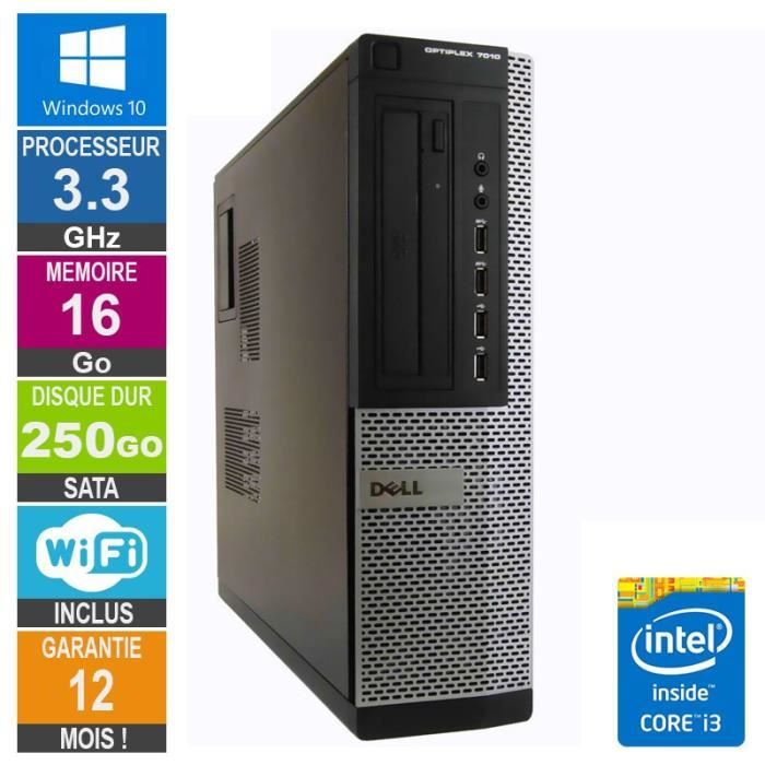 PC Dell 7010 DT Core i3-3220 3.30GHz 16Go/250Go Wifi W10