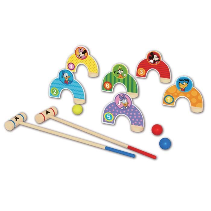 Disney jeu de croquet Mickey Mouse junior 55 cm en bois 10 pièces