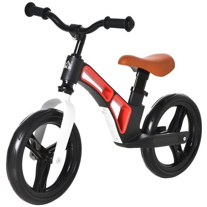 HOMCOM Draisienne enfant vélo sans pédales hauteur selle et guidon réglable magnésium ultra-légère pèse 2,8 kg pneus 12\