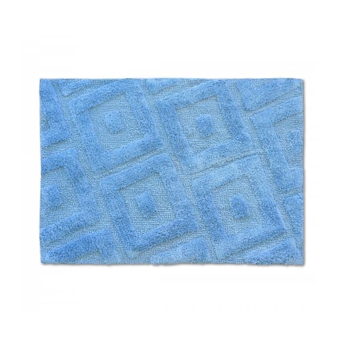 Tapis de bain uni tufté 100% coton 1800g/m² - Bleu Ciel - 60x90 cm