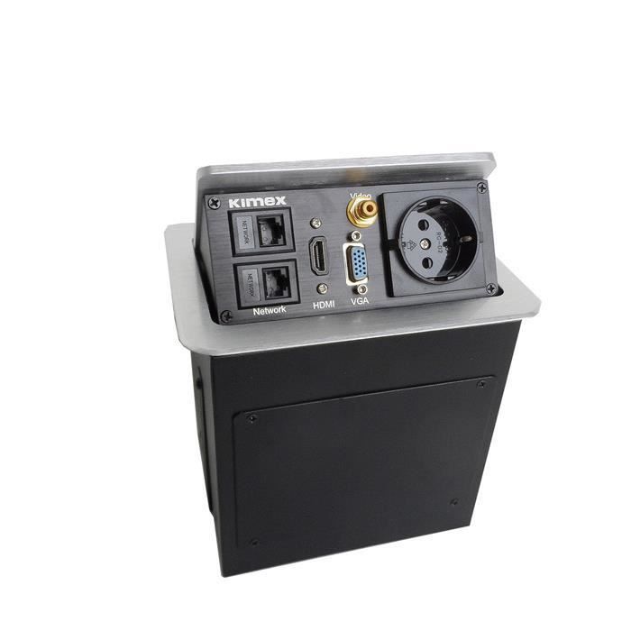 Boîtier de table encastrable 2RJ45-VGA-HDMI-VIDEO, Gris