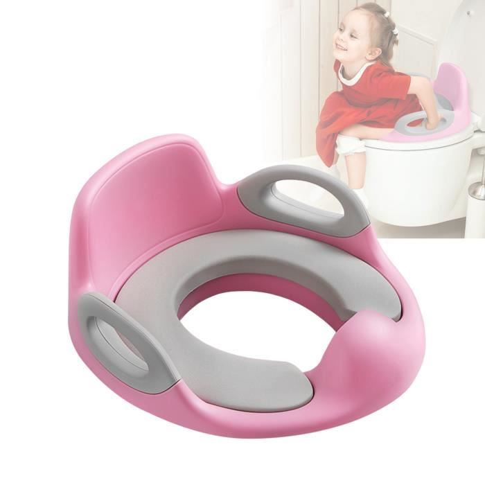 LARS360 Siège de toilette pour enfant – Siège de toilette antidérapant – Poignée et protection anti-éclaboussures (Rose)