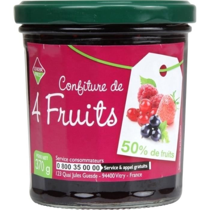 Confiture aux 4 fruits 370 g Leader Price