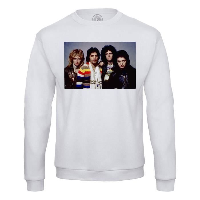 Sweat Shirt Homme Queen Freddy Mercury Rock 80's Brian May Groupe Portrait
