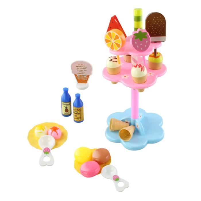 22pcs jouets ensemble de jeu de nourriture en forme de crème glacée pour enfants SORBETIERE - MACHINE A GLACE