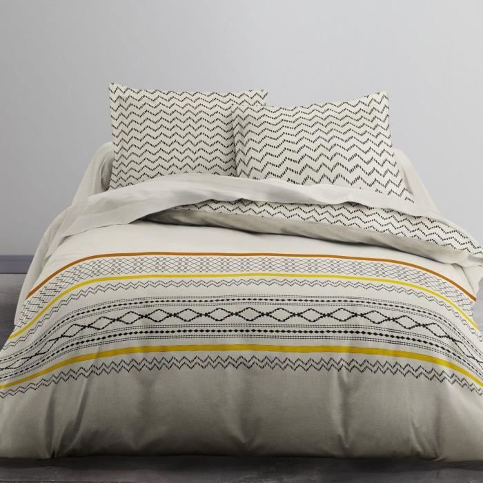 Housse de couette et taie d'oreiller 100% coton Djelba - taille:240 x 260 cm