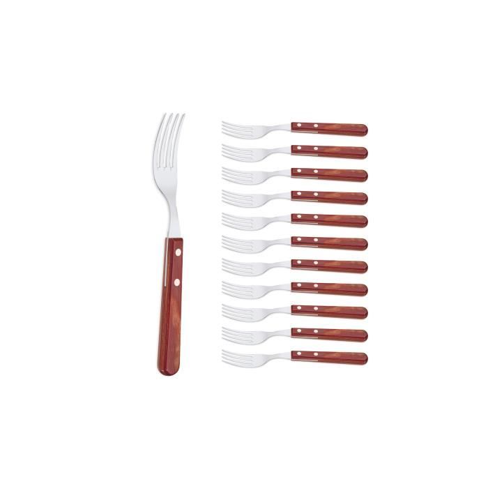 Fourchette de table Gaucho, 12pcs, Inox et bois
