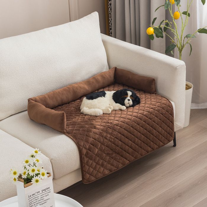 Comparer les prix de Panier pour Chien, Coussin Chien Lit pour Chien Lavable Fait Main, Protection de canapé, antidérapant Super Doux, 75 x 75 cm,Cafe
