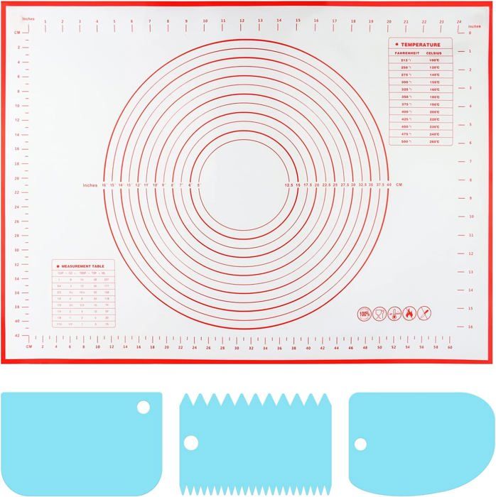 BMZXCH Tapis de Pétrissage Antiadhésif Pâtisserie en Silicone, 70×50 cm Tapis à Silicone Patisserie Antidérapant Grande pour étaler la Pate pour Pâtisserie, Pain, Macaron, Biscuit, Pizza, Fondant