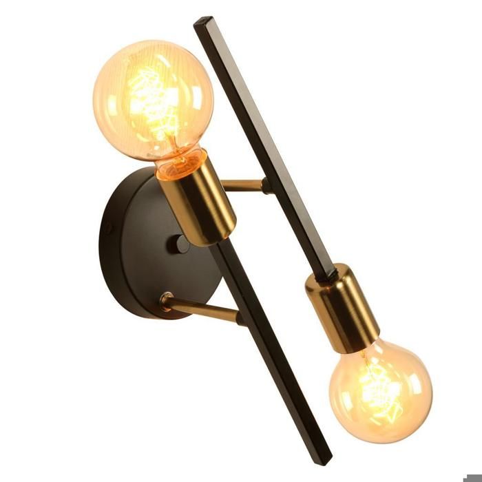 WOTTES Plafonnier Lustre industriel - 2 luminaires Plafonnier Lampe de Plafond Convient pour Salon Couloir - 1PCS Doré et noir