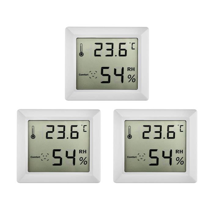 Comparer les prix de Thermomètre et hygromètre numérique, thermomètre d'ambiance, 3 pièces, moniteur de température et d'humidité pour chambre, bureau