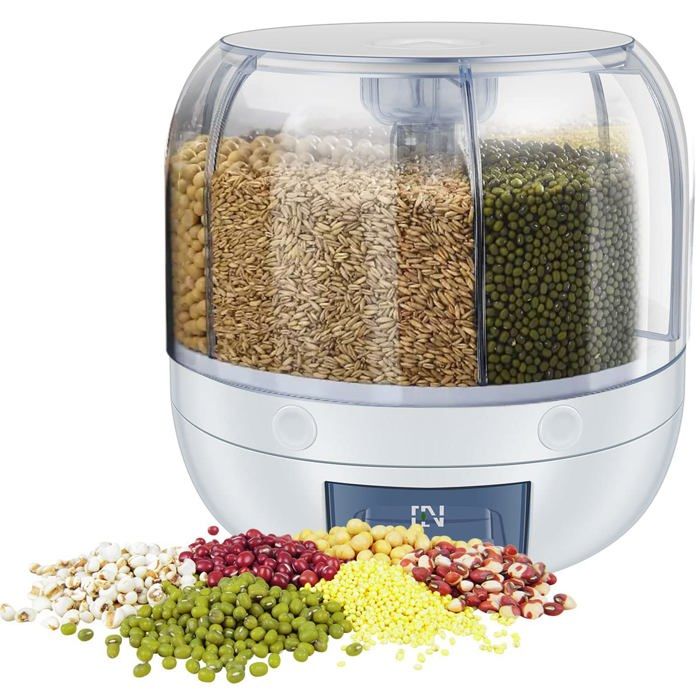 Distributeur de nourriture rond rotatif à 360°récipient de stockage de riz transparentboîte de stockage rotativegrand
