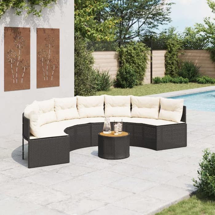 VidaXL Salon de jardin demi rond 2 pièces résine tressée - vue 3
