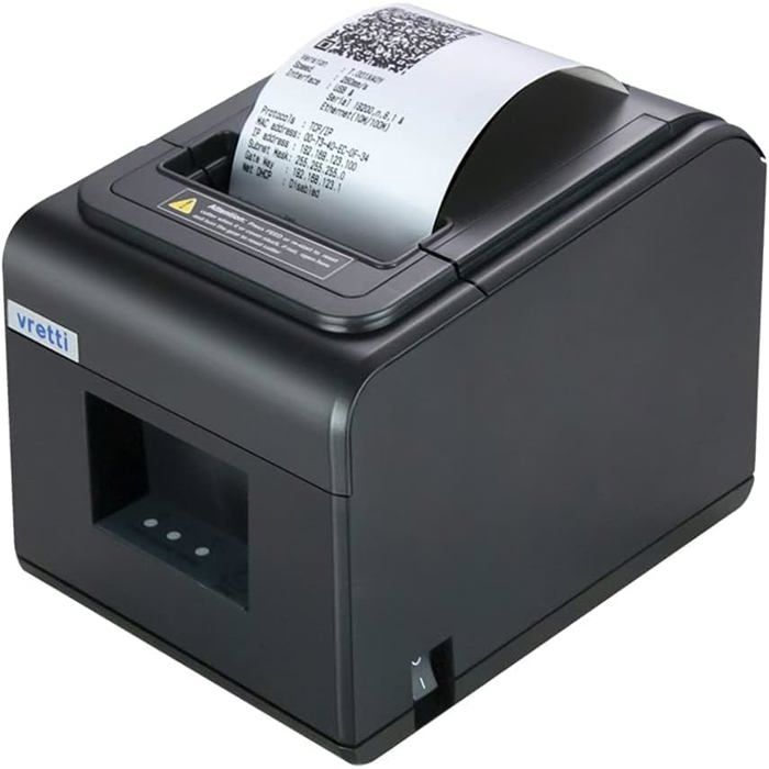 Imprimante Reçus Thermique 80mm Vretti - Coupe Automatique, USB+LAN+Serial, Vitesse 260-300mm/s - Compatible Windows/Mac/Linux - ESC/POS