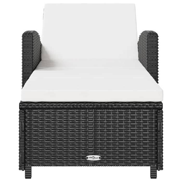 JLL*TOP - Chaise longue - Bain de soleil - avec coussin - blanc crème Résine tressée Noir LLL971