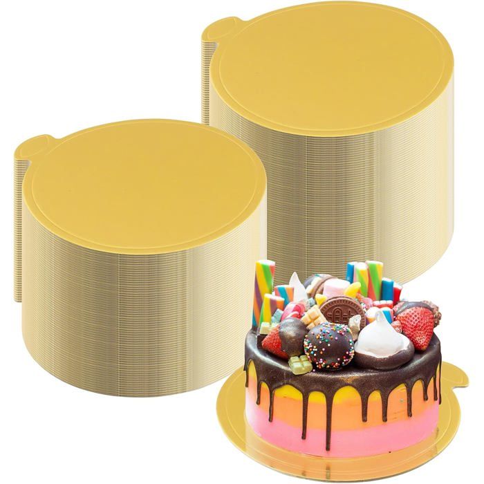 Lot De 5 Plateaux Ronds En Carton Doré Pour Gâteaux – Diamètres 10 à 40 Cm, Présentation Pâtisserie, Mariage, Fête