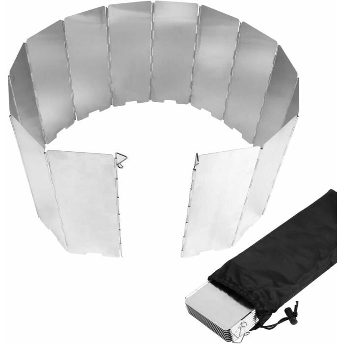 Pare Vent Rechaud Gaz Pare-brise Pliable En Aluminium Pour Réchaud De Camping - Protection Contre Le Vent - 8 Plaques - Avec Sac équipement Camping