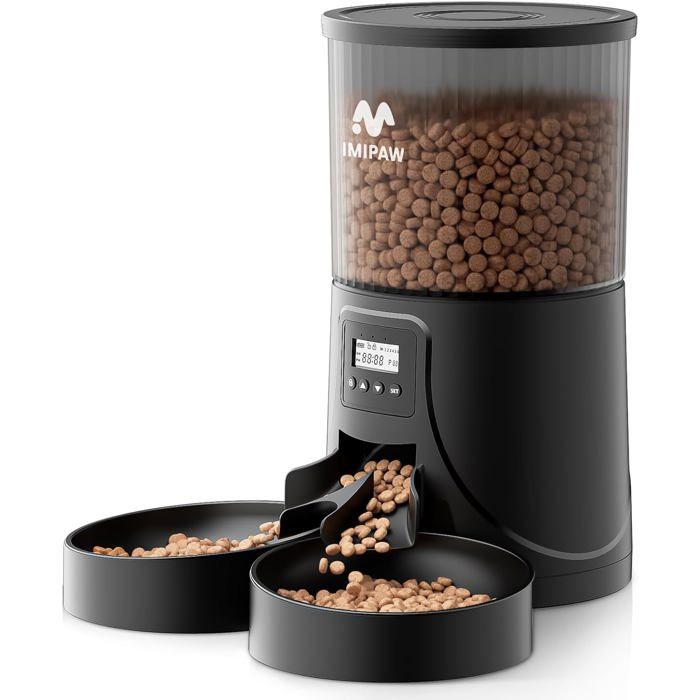 Meilleurs prix pour DISTRIBUTEUR DALIMENT - AMIS - Distributeur Croquettes Chat 2 Bols 4L Minuterie Programmable 1-6 Repas Portions Contrôlées