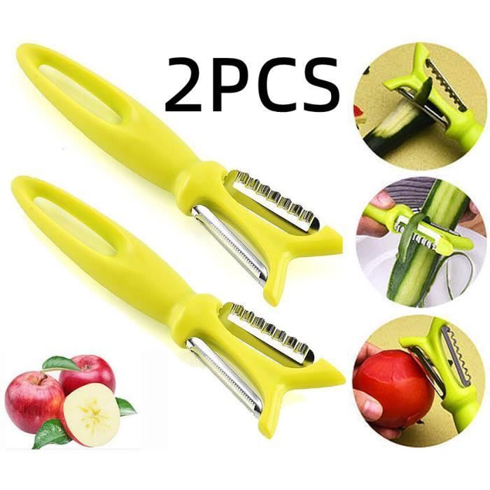 Accessoire Cuisine Ergonomique Éplucheur Légumes 2-en-1 Acier Inoxydable - Lame Dentelée Et Lisse | Manche Ergonomique Bleu | Pour Tomates, Carottes, Pommes De Terre éplucheur Tomates Acier Inox