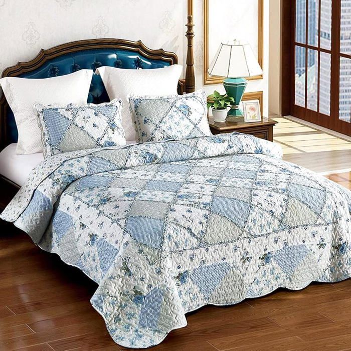Dessus de lit 240x260 cm couvre-lit 2 personnes matelassé idéal pour décoration salon JETEE DE LIT
