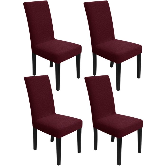Housses de chaise extensibleslavables et amovibles adaptées aux restaurants bureaux hôtels mariages (4 pièces bordeaux)