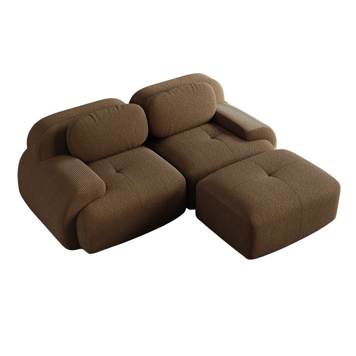 Canapé dangle 2 places 208x178x75 cm canapé modulable design épuré velours côtelé marron