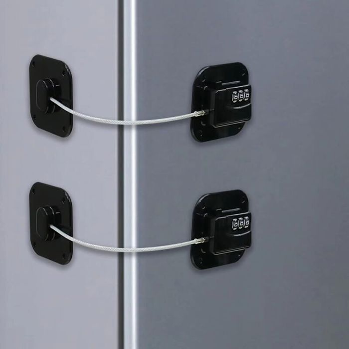 Lot 2 Serrures Frigo à Code Noires Cadenas Adhésifs Sécurité Enfants pour Réfrigérateur .