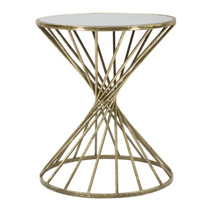 Table basse Hypnos en fer doré et miroir Ø 42 x H 50 cm - Réf. VK8681847399162