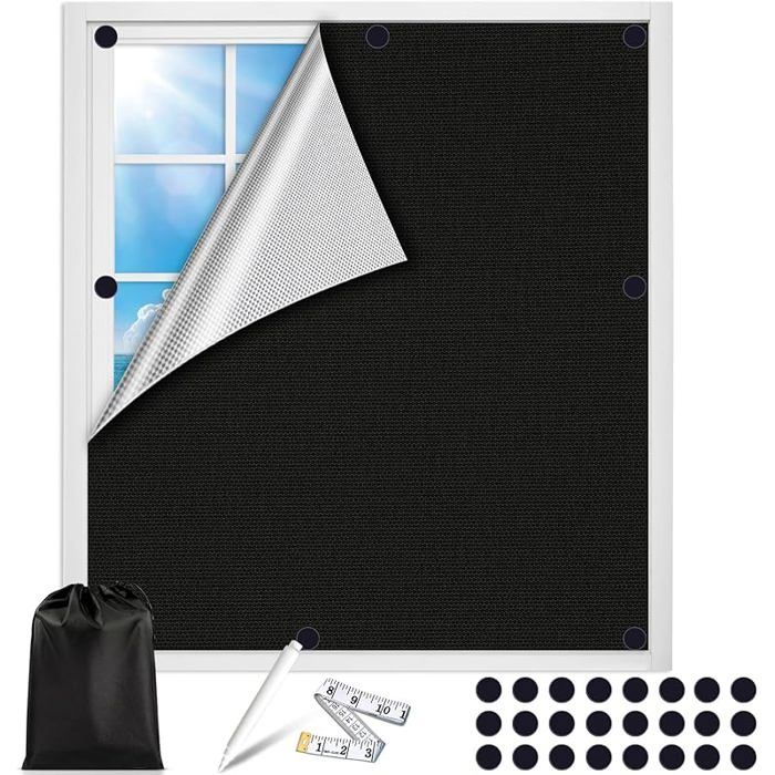 Store enrouleur occultant s perçage 130 x 145 cm Protection solaire 100 % opaque Film occultant pour 145l x 130L cm