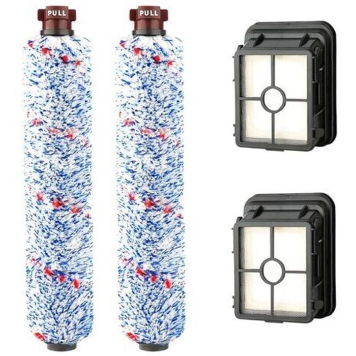 Remplacement Accessoires 2 Brosse Rouleau Multi-Surface + 2 Filtres pour BISSELL Crosswave 17132 et 2225N Series