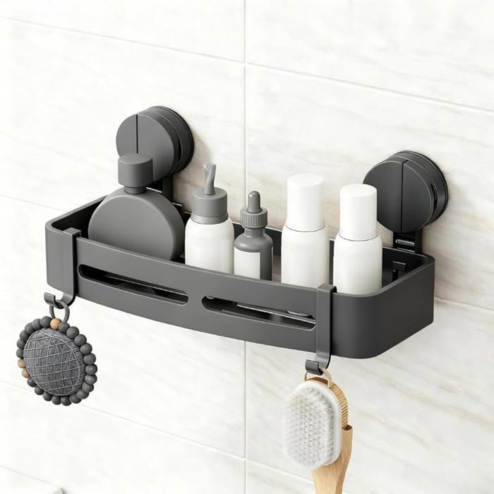 Étagère Salle de Bain sans PerçageÉtagère de Douche à Ventouse PuissanteSupport de douche sans perçageRangement de