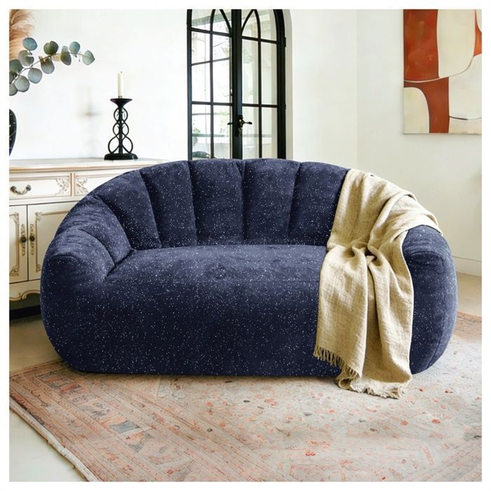 Canapé Pouf – Canapé 2 Places Confortable – Fauteuil de salon confortable et spacieux avec accoudoirs – Bleu