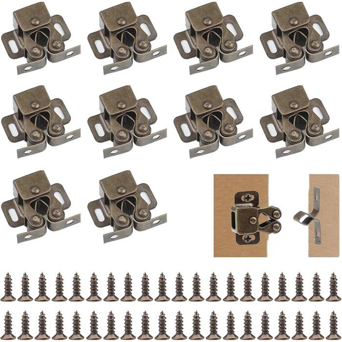 Loqueteaux de Meuble 10 Pièces Fermeture Porte Pcard Loqueteaux de Porte Pcard Double Rouleau pour Bronze Antique