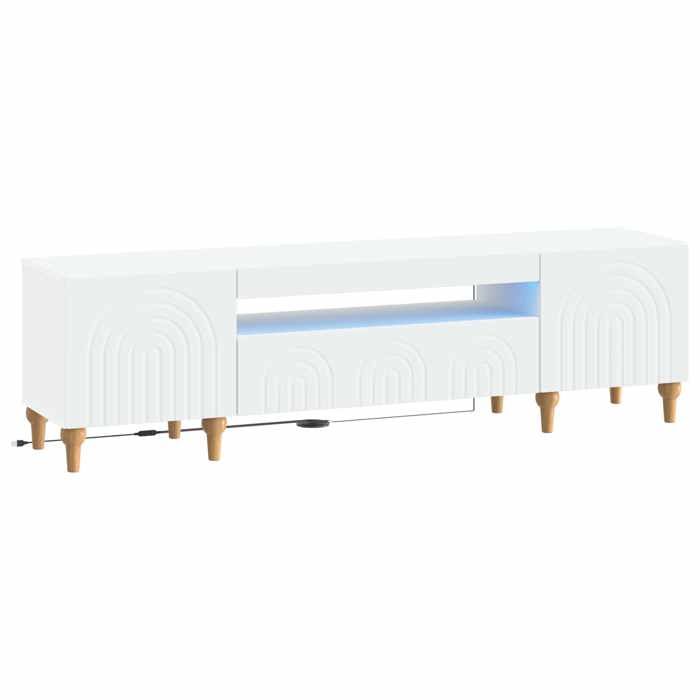 Blanc Meuble TV LED Blanc Bois dingénierie(VIDAXL)_36865