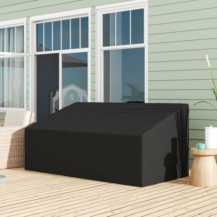 Housse de canapé exterieur imperméable 3 places housse de banc de jardin 600D tissu oxford 218 x 111 x 63/101 cm noir