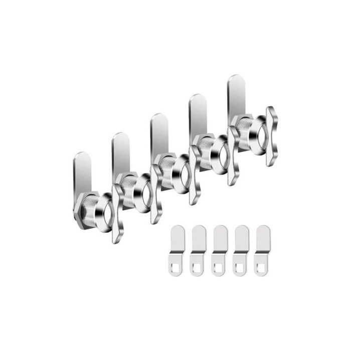 Lot de 5 serrures à came métal rotatives pour tiroirs armoires & camping-cars – remplacement facile