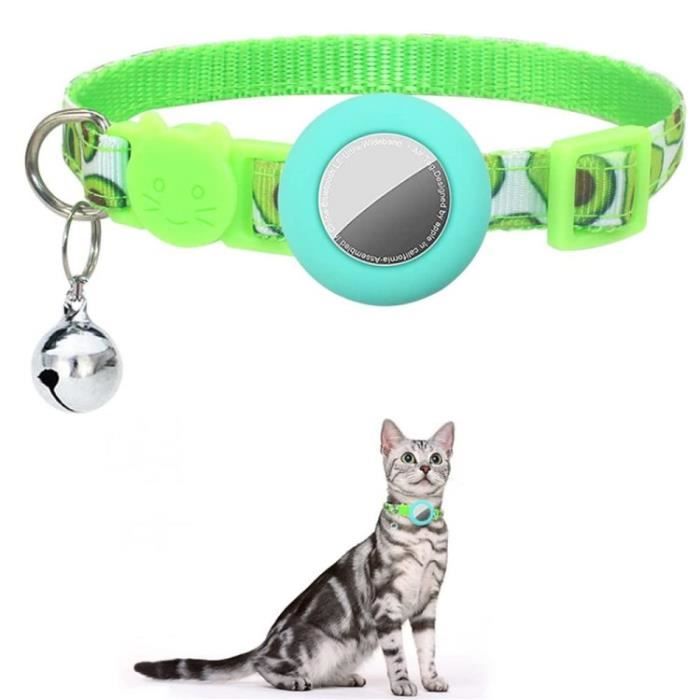 Meilleurs prix pour AMORUS Collier Chat Silicone Case Locator Fruit Pattern Gps Tracker Collier Réglable Pour Animal De Compagnie - Vert