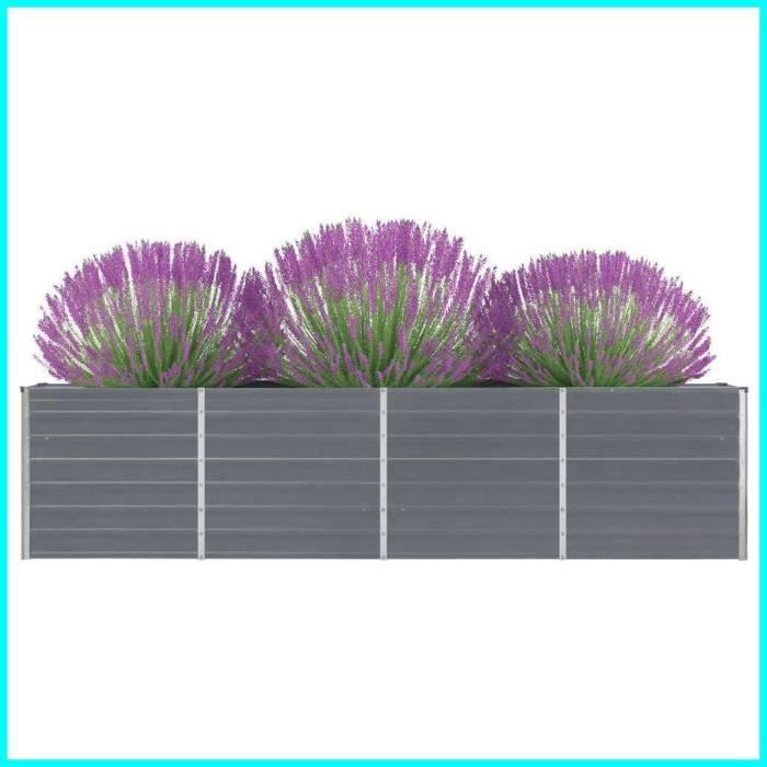 Jardinière - ASHATA - 320x40x77 cm - Acier galvanisé - Gris