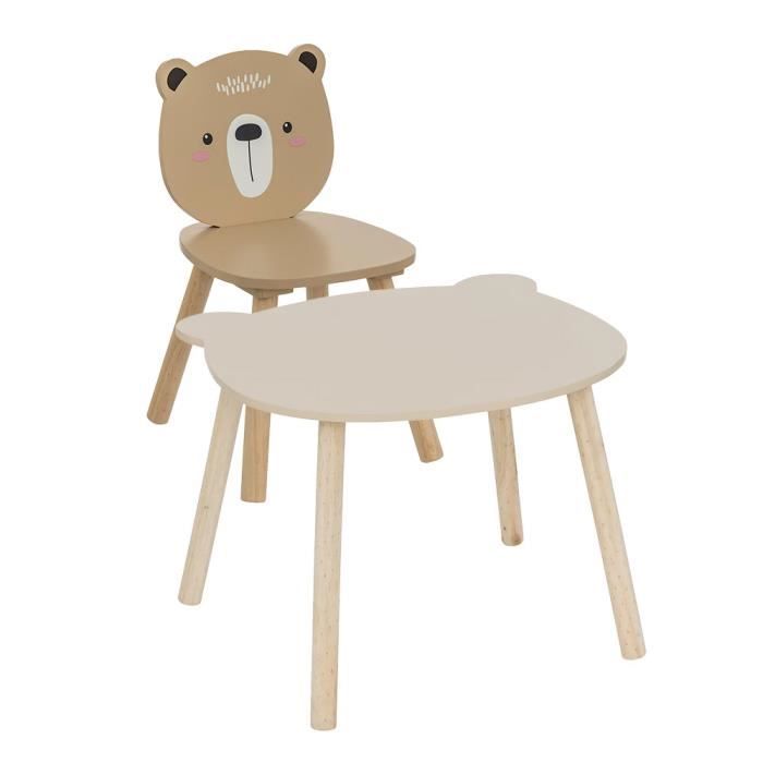 Ensemble Table enfant avec chaise enfant Ourson Marron Atmosphera For