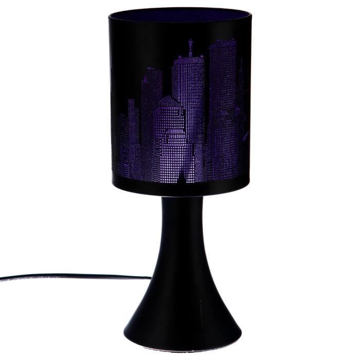 Lampe Tactile New York Violette Noire Achat Vente Lampe