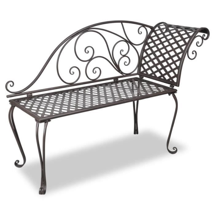 atyhao chaise longue de jardin 128 cm acier antique marron 12367
