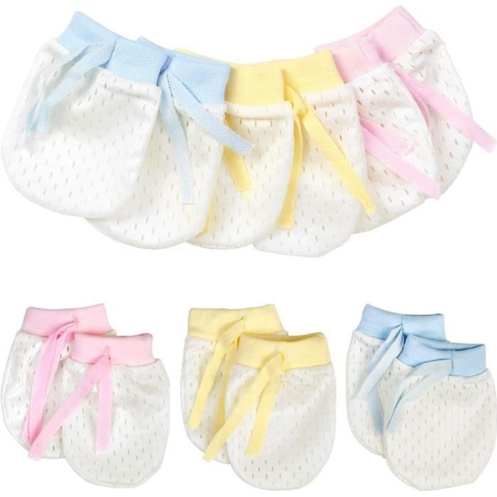 Lanmok 6 Paires Nouveau Ne En Coton Moufles Bebe Naissance Anti Griffures Mitaines Pour Baby 0 12 Mois Filles Garcons Jaune Rose Bleu Cdiscount Pret A Porter